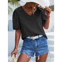 Spring/Summer New Product Hot Selling V-Neck Dot Jacquard Short Sleeve T-shirt Casual Top for Women