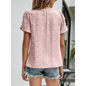 Summer New Round Neck Casual Tulip Sleeve T-shirt Jacquard Top Women 