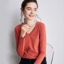 Summer New Underlay V-neck T-shirt Loose Solid and Simple