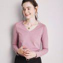 Summer New Underlay V-neck T-shirt Loose Solid and Simple