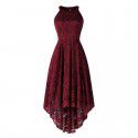 Newly popular European and American women's summer neck hanging sleeveless cocktail swing lace dress
