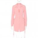 Women's Autumn New Sexy Cardigan Side Hollow Lace up Long Sleeve Slim Fit Dress