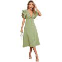 Women's New V-neck Sexy Backless A-line Dress Mid length Dress