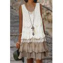 Spring European and American New Fashion Splice Loose Pullover Medium Dress Cake Skirt for Women