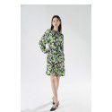 New Women's Style Commuter Bubble Sleeves High Waist A-line Dress Mid length Dress Printed Fragmented Flowers