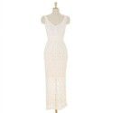 Spring/Summer Mid length Knitted Sling Dress for Women Sleeveless Outwear Over Knee Skirt Underlay Tank Top Long Dress