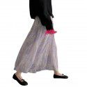 Spring New Artistic Style Versatile Spring/Summer Ramie Print Half length Skirt Mid length A-line Skirt for Women