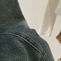Split denim skirt for women in early spring, high waisted and slim A-line mid length skirt