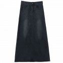 Spring and Autumn New Half length Skirt Mid length High Waist Long Dress Korean Elastic Large Size Floor Dragging A-line Denim Skirt Women
