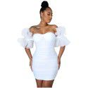 Women's low cut bra wrap buttocks skirt Spicy girl style open back slim fitting elastic tight short skirt