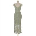 Spring/Summer Mid length Knitted Sling Dress for Women Sleeveless Outwear Over Knee Skirt Underlay Tank Top Long Dress