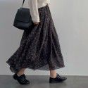 Spring New Artistic Style Versatile Spring/Summer Ramie Print Half length Skirt Mid length A-line Skirt for Women