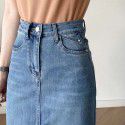 Spring New Front Split Elastic Halfskirt High Waist Slim denim Midskirt for Women