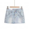 Summer Spicy Girls Retro High Waist Slim and Anti Shining Wrap Hip Short Skirt Women's Leggy Long Skirt Pants Denim Half Skirt