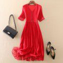 Summer New Women's Commuter Elegant Temperament White Silk Dress