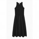 Summer New Two Color Casual Edition Solid Round Neck Needle Shuttle Panel Tank Top Long Dress