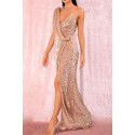 Spring/Summer Banquet Design Sense One Shoulder Sequin Gold Heavy Industry Evening Dress Women's Fishtail Dress