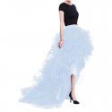 Early spring high waisted elastic belt casual mesh puffy women's skirt
