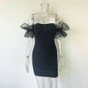 Women's low cut bra wrap buttocks skirt Spicy girl style open back slim fitting elastic tight short skirt