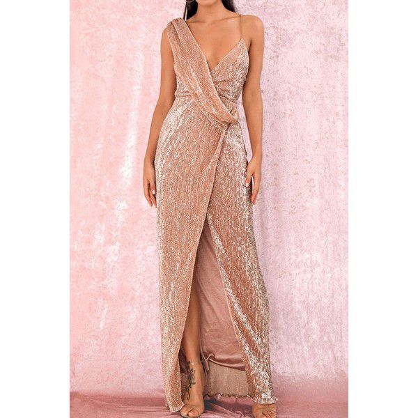 Spring/Summer Banquet Design Sense One Shoulder Sequin Gold Heavy Industry Evening Dress Women's Fishtail Dress