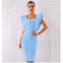 Summer Party Bandage Dress Sexy Ruffle Edge Butterfly Sleeve Tight Club Dress