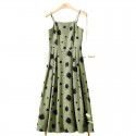 Tea Break French Vintage Strap Dress 2023 Summer New High Waist Long Dress Children