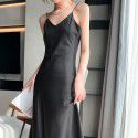 Sling Long Dress Sling Dress Women's Spring/Summer Underlay Suit Temperament French Acetic Acid Satin Long Dress