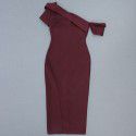 Hot Selling Slim Off Shoulder Knitted Dress with Mesh Red Temperament Evening Gift