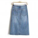 Spring New Front Split Elastic Halfskirt High Waist Slim denim Midskirt for Women