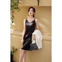 High end satin mid length dress, new summer slim and sexy women's suspender dress