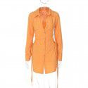 Women's Autumn New Sexy Cardigan Side Hollow Lace up Long Sleeve Slim Fit Dress