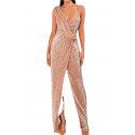 Spring/Summer Banquet Design Sense One Shoulder Sequin Gold Heavy Industry Evening Dress Women's Fishtail Dress