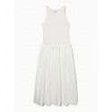 Summer New Two Color Casual Edition Solid Round Neck Needle Shuttle Panel Tank Top Long Dress