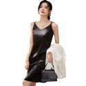 High end satin mid length dress, new summer slim and sexy women's suspender dress
