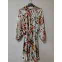 New Women's Style Commuter Bubble Sleeves High Waist A-line Dress Mid length Dress Printed Fragmented Flowers