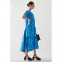Summer New Round Neck Sleeveless Dress Two Color Pleated Pure Cotton Loose Mid length Cake Dress