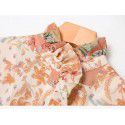 Spring/Summer New Wooden Ear Collar Print Mid length Holiday Style Belt Dress