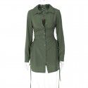 Women's Autumn New Sexy Cardigan Side Hollow Lace up Long Sleeve Slim Fit Dress