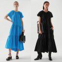 Summer New Round Neck Sleeveless Dress Two Color Pleated Pure Cotton Loose Mid length Cake Dress
