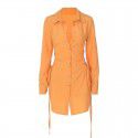 Women's Autumn New Sexy Cardigan Side Hollow Lace up Long Sleeve Slim Fit Dress