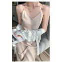 Sling Long Dress Sling Dress Women's Spring/Summer Underlay Suit Temperament French Acetic Acid Satin Long Dress