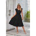 New Wooden Ear Edge Sleeveless V-Neck Waist Pleated Dress