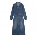 Retro waistband denim dress for women's spring new classic slimming
