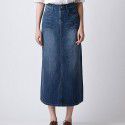 Spring and Autumn New Half length Skirt Mid length High Waist Long Dress Korean Elastic Large Size Floor Dragging A-line Denim Skirt Women