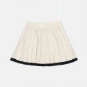 Vintage Campus Knitted Pleated Skirt Cross Flower Embroidery Contrast Color with Lining Spicy Girl Short Skirt