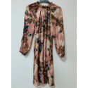 New Women's Style Commuter Bubble Sleeves High Waist A-line Dress Mid length Dress Printed Fragmented Flowers