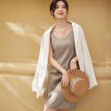 High end satin mid length dress, new summer slim and sexy women's suspender dress