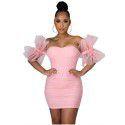Women's low cut bra wrap buttocks skirt Spicy girl style open back slim fitting elastic tight short skirt