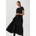 Summer New Round Neck Sleeveless Dress Two Color Pleated Pure Cotton Loose Mid length Cake Dress