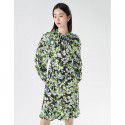 New Women's Style Commuter Bubble Sleeves High Waist A-line Dress Mid length Dress Printed Fragmented Flowers